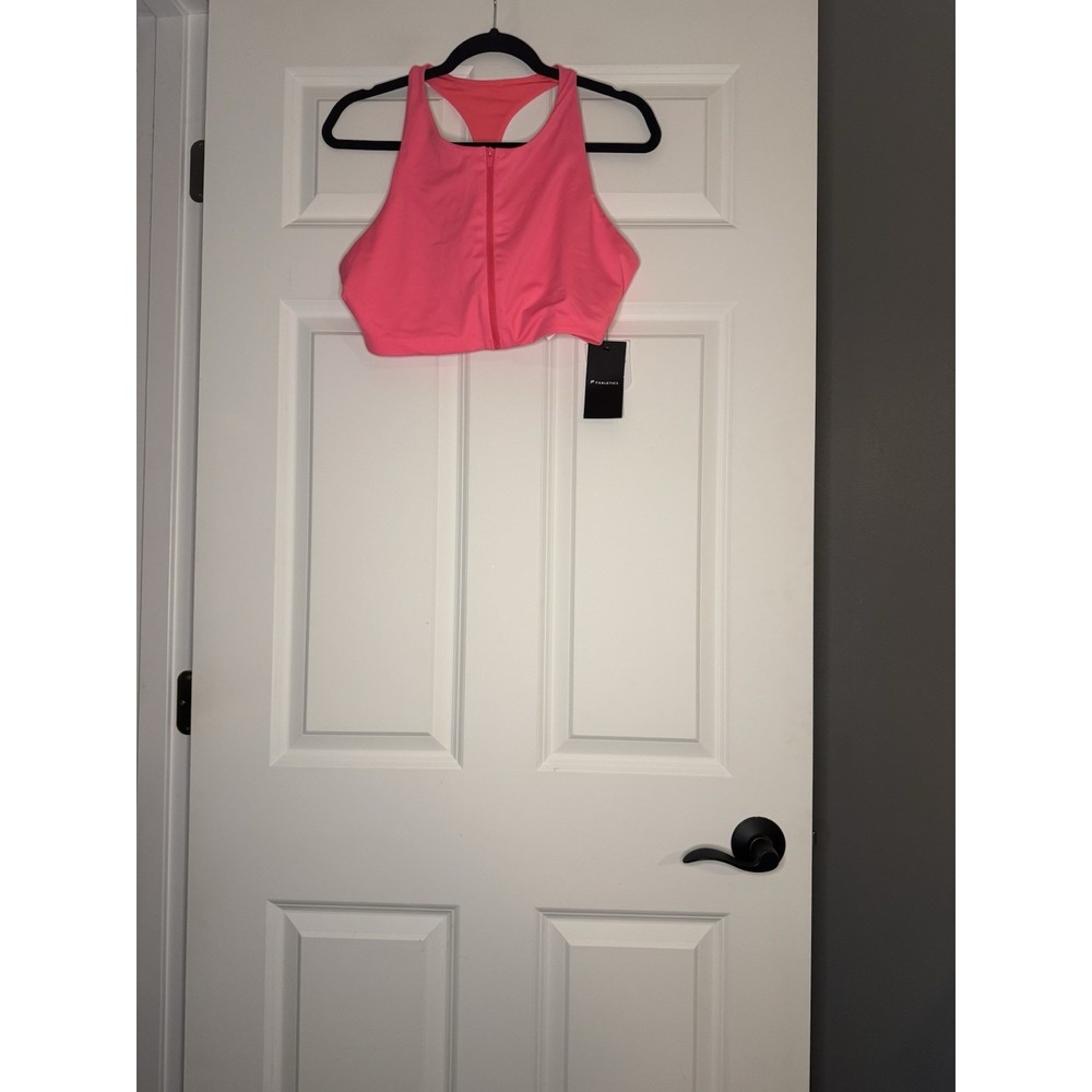 Fabletics Bright Neon Pink Front Zip Swim Top Xl Nwt